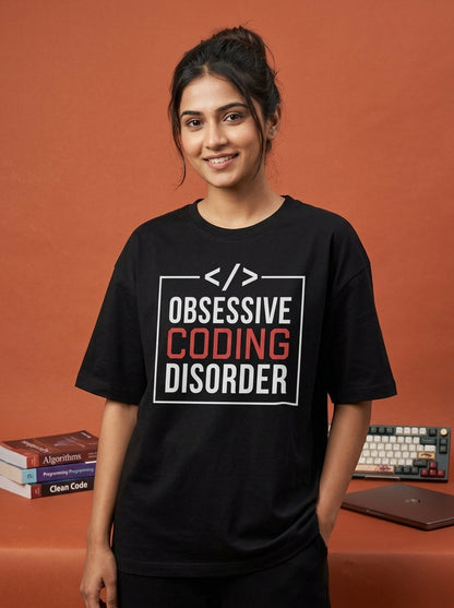 Obsessive Coding Disorder- Black Round Neck Coding T-shirt