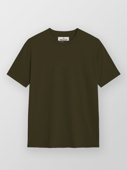 Olive Green- Solid Unisex Round Neck T-shirt
