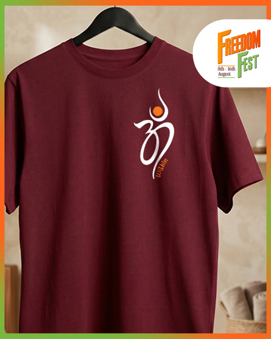 Om Within- Maroon Round Neck Yoga T-shirt