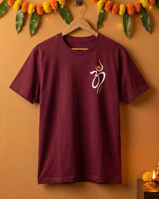 Om Within- Maroon Round Neck Yoga T-shirt