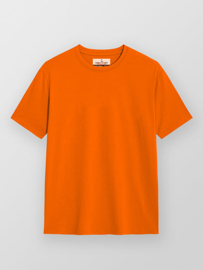 Orange- Solid Unisex Round Neck T-shirt