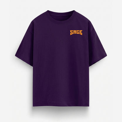 Sage- Purple Round Neck Oversized Graphic T-shirt