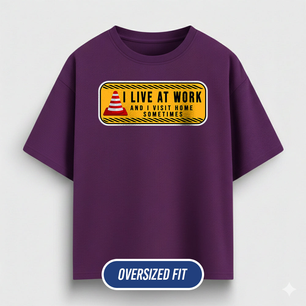 Live at Work- Purple Corporate Oversized Tshirt