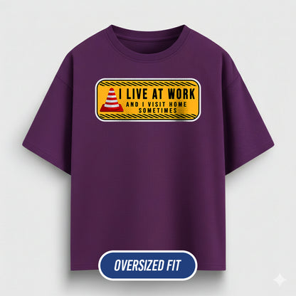 Live at Work- Purple Corporate Oversized Tshirt
