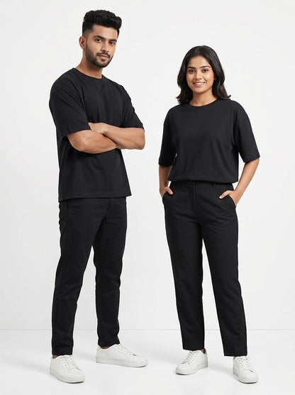 Black- Solid Oversized Unisex T-shirt