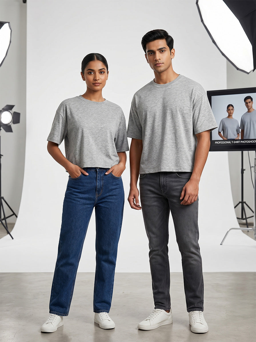 Grey- Solid Oversized Unisex T-shirt