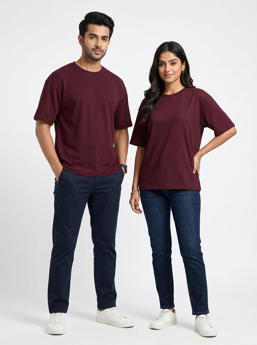 Dark Ruby- Solid Oversized Unisex T-shirt