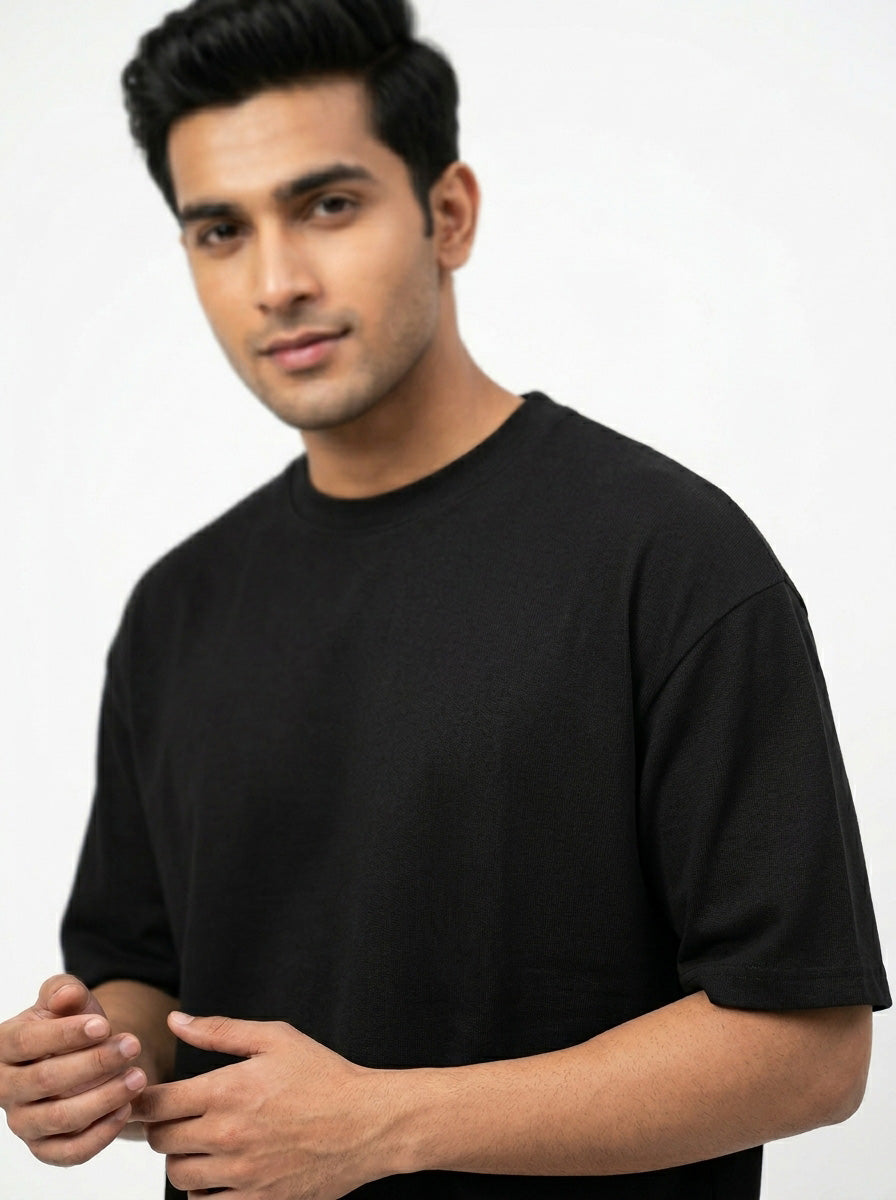 Black- Solid Oversized Unisex T-shirt