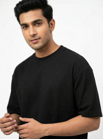 Black- Solid Oversized Unisex T-shirt