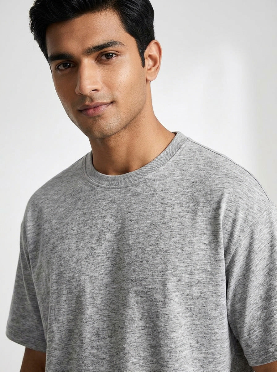 Grey- Solid Oversized Unisex T-shirt