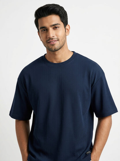 Navy Blue- Solid Oversized Unisex T-shirt