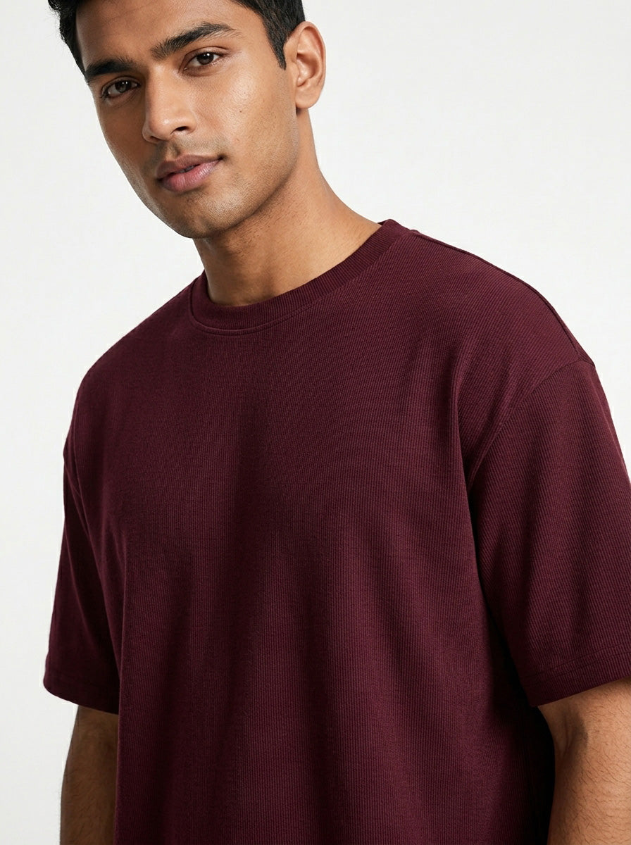 Dark Ruby- Solid Oversized Unisex T-shirt