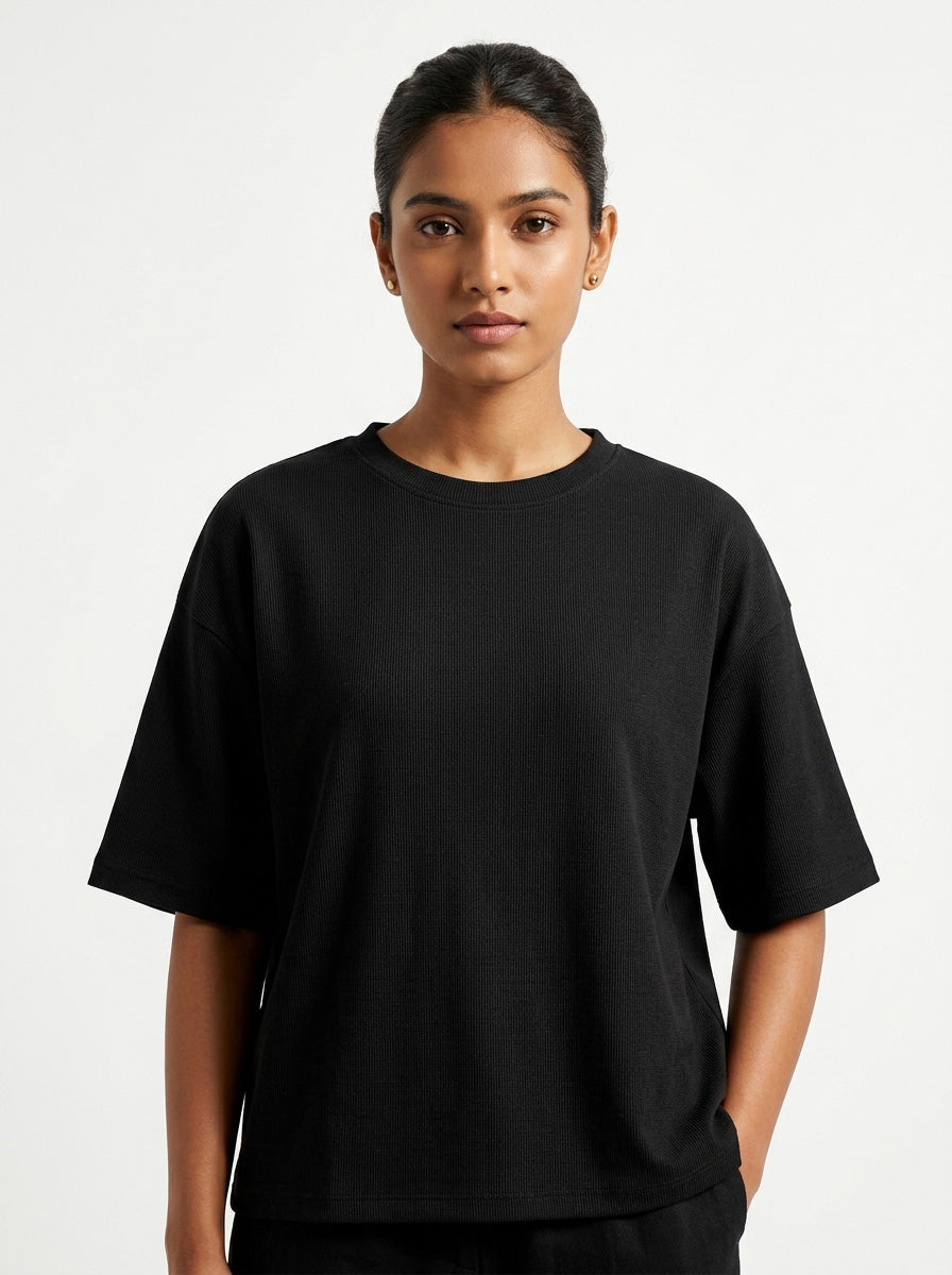 Black- Solid Oversized Unisex T-shirt