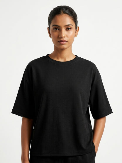 Black- Solid Oversized Unisex T-shirt
