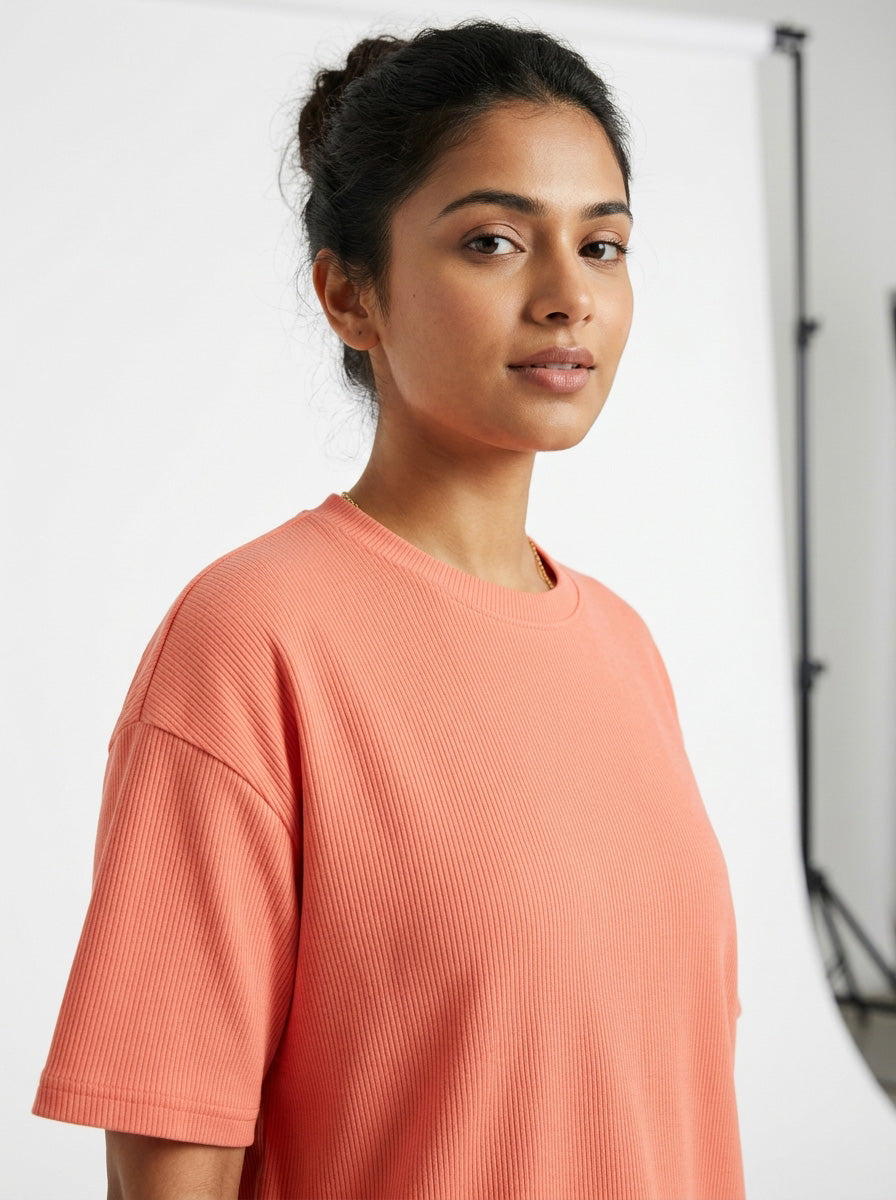 Coral- Solid Oversized Unisex T-shirt