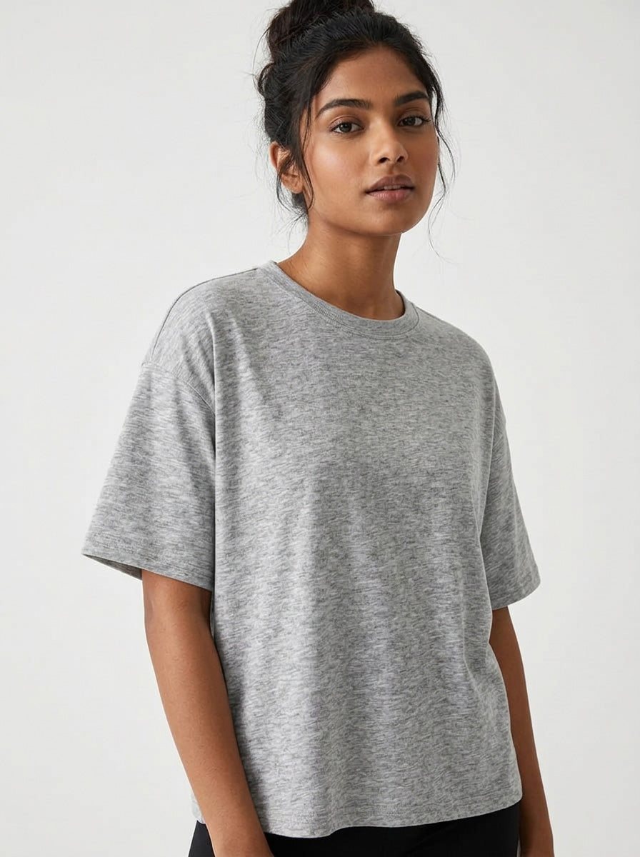 Grey- Solid Oversized Unisex T-shirt