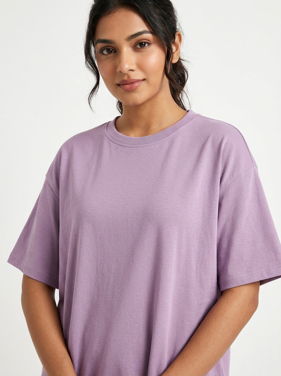 Lavender- Solid Oversized Unisex T-shirt