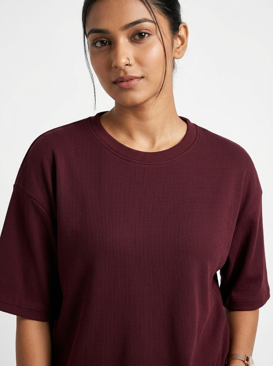 Dark Ruby- Solid Oversized Unisex T-shirt