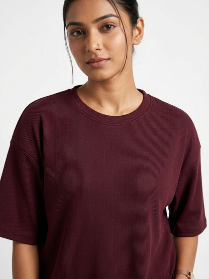 Dark Ruby- Solid Oversized Unisex T-shirt