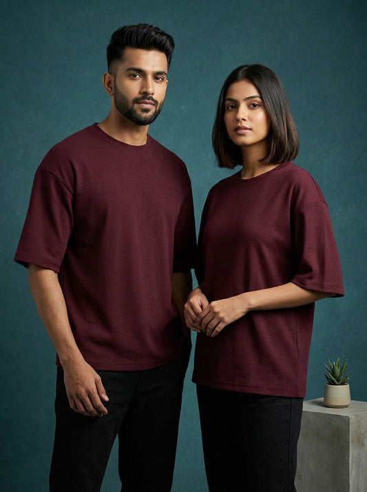 Dark Ruby- Solid Oversized Unisex T-shirt