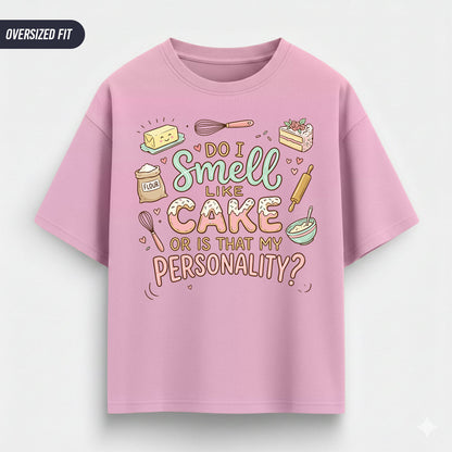 Smell Like Cake- Light Pink Baking Oversized Tshirt
