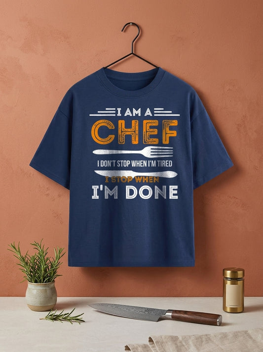 I Am A Chef- Navy Blue Chef Oversized Tshirt