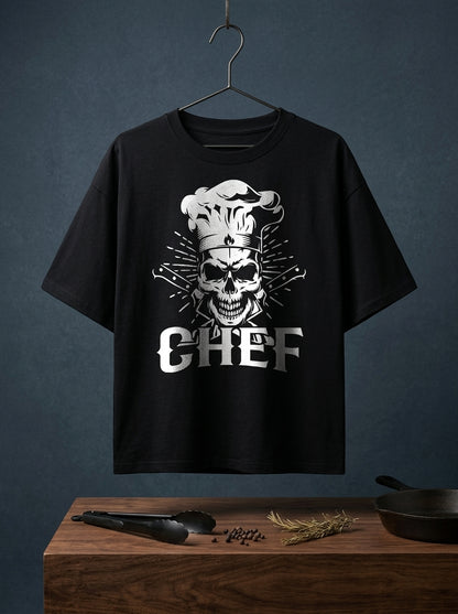 Chef Skull- Black Chef Oversized Tshirt