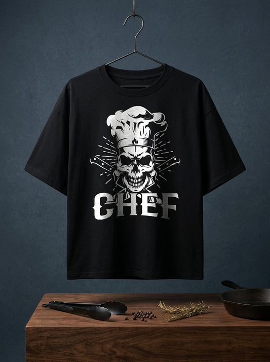 Chef Skull- Black Chef Oversized Tshirt