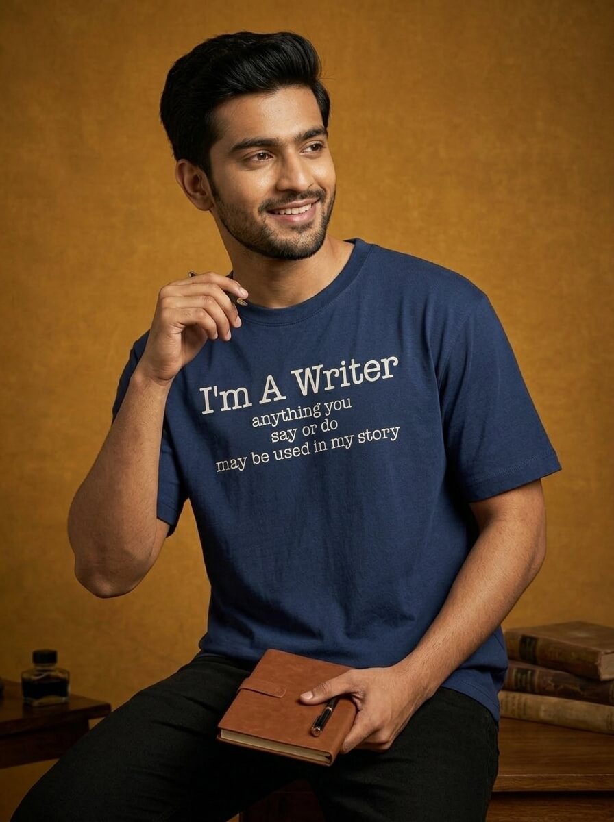 I am a Writer- Navy Blue Round Neck Writer T-shirt