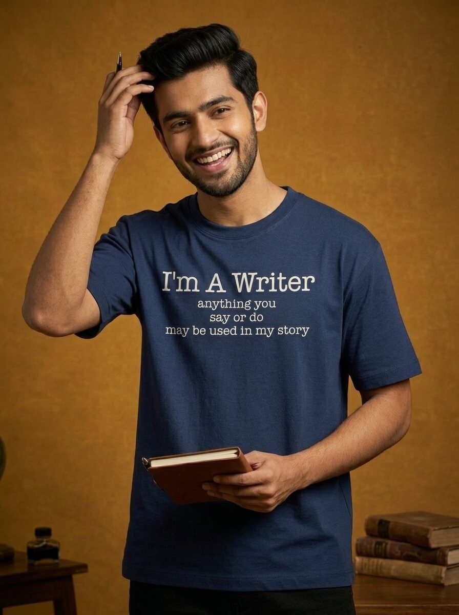 I am a Writer- Navy Blue Round Neck Writer T-shirt