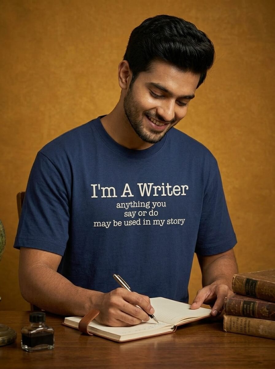 I am a Writer- Navy Blue Round Neck Writer T-shirt
