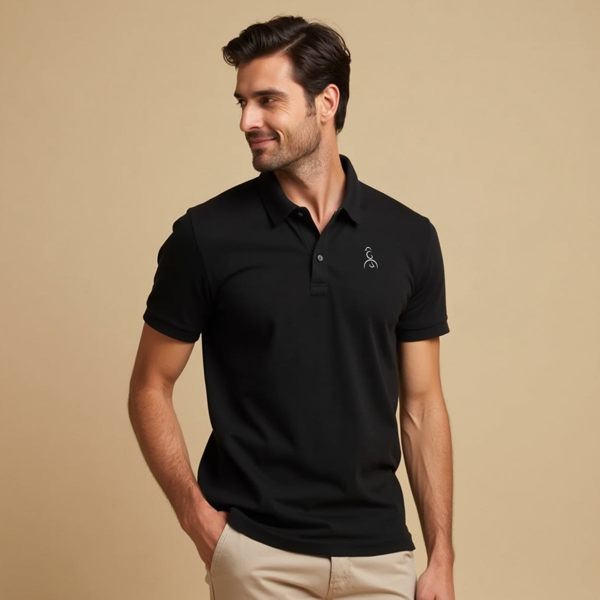 Black- Regular Fit Solid Unisex Polo Tshirt
