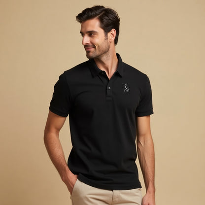 Black- Regular Fit Solid Unisex Polo Tshirt