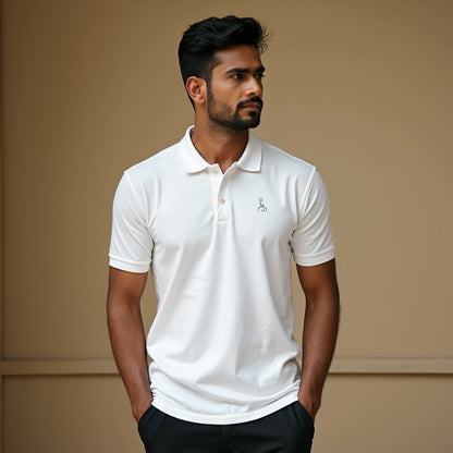 White- Regular Fit Solid Unisex Polo Tshirt