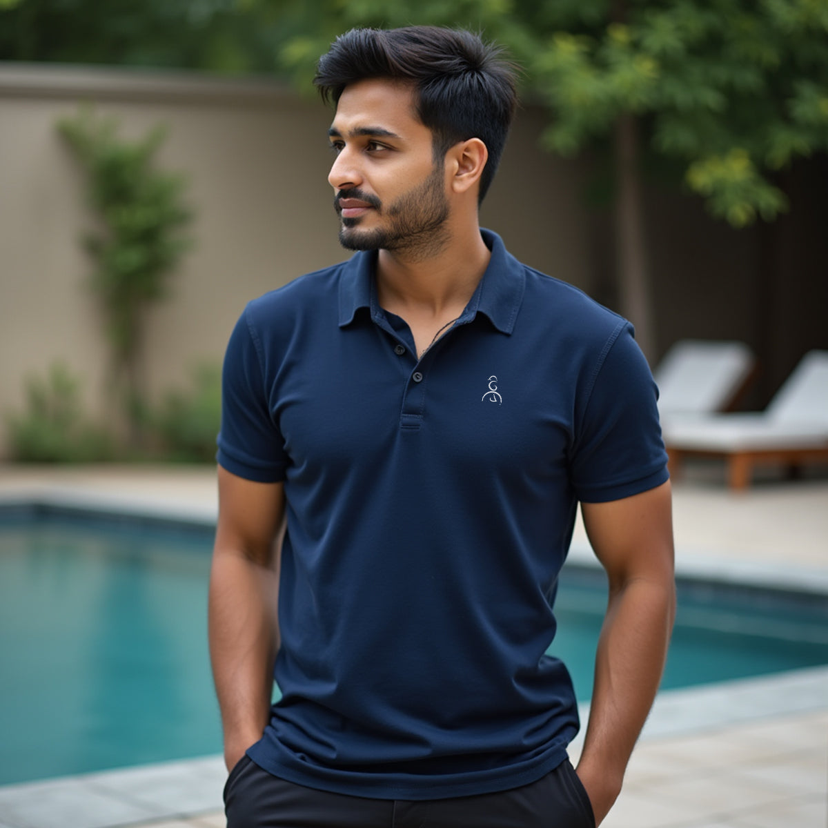 Navy Blue- Regular Fit Solid Unisex Polo Tshirt