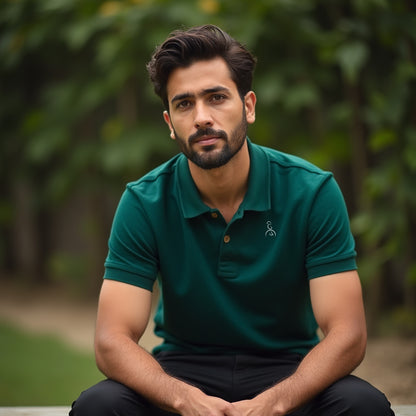 Bottle Green- Regular Fit Solid Unisex Polo Tshirt
