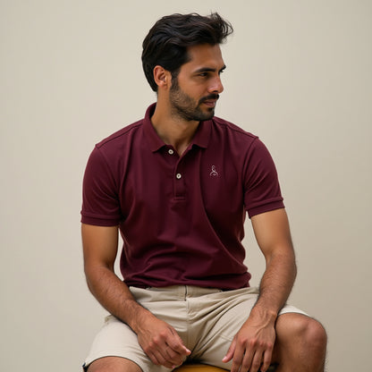 Maroon- Regular Fit Solid Unisex Polo Tshirt