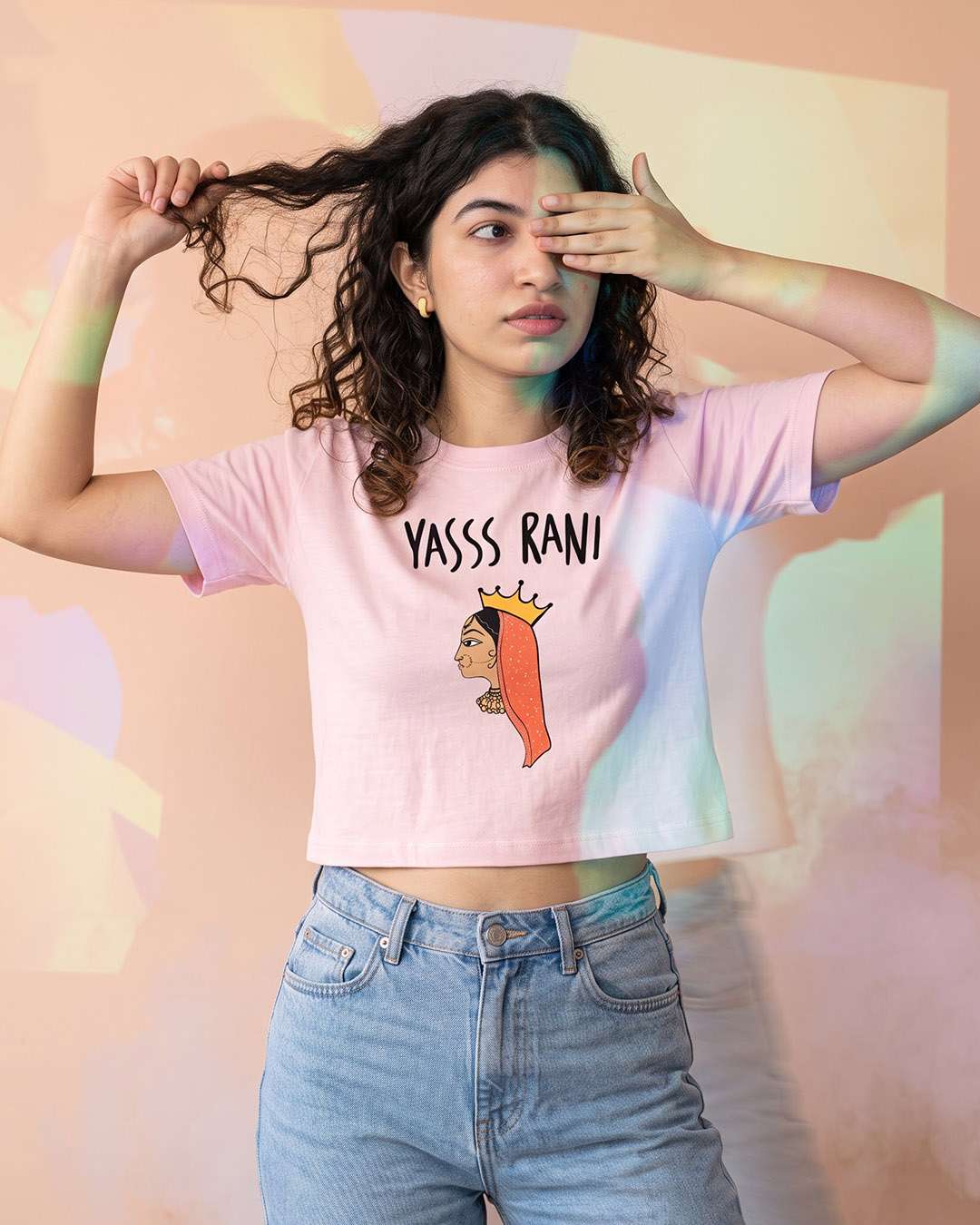 Yass Rani- Pink Graphic Crop Top