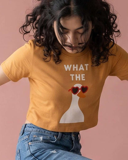 What The- Yellow Graphic Crop Top