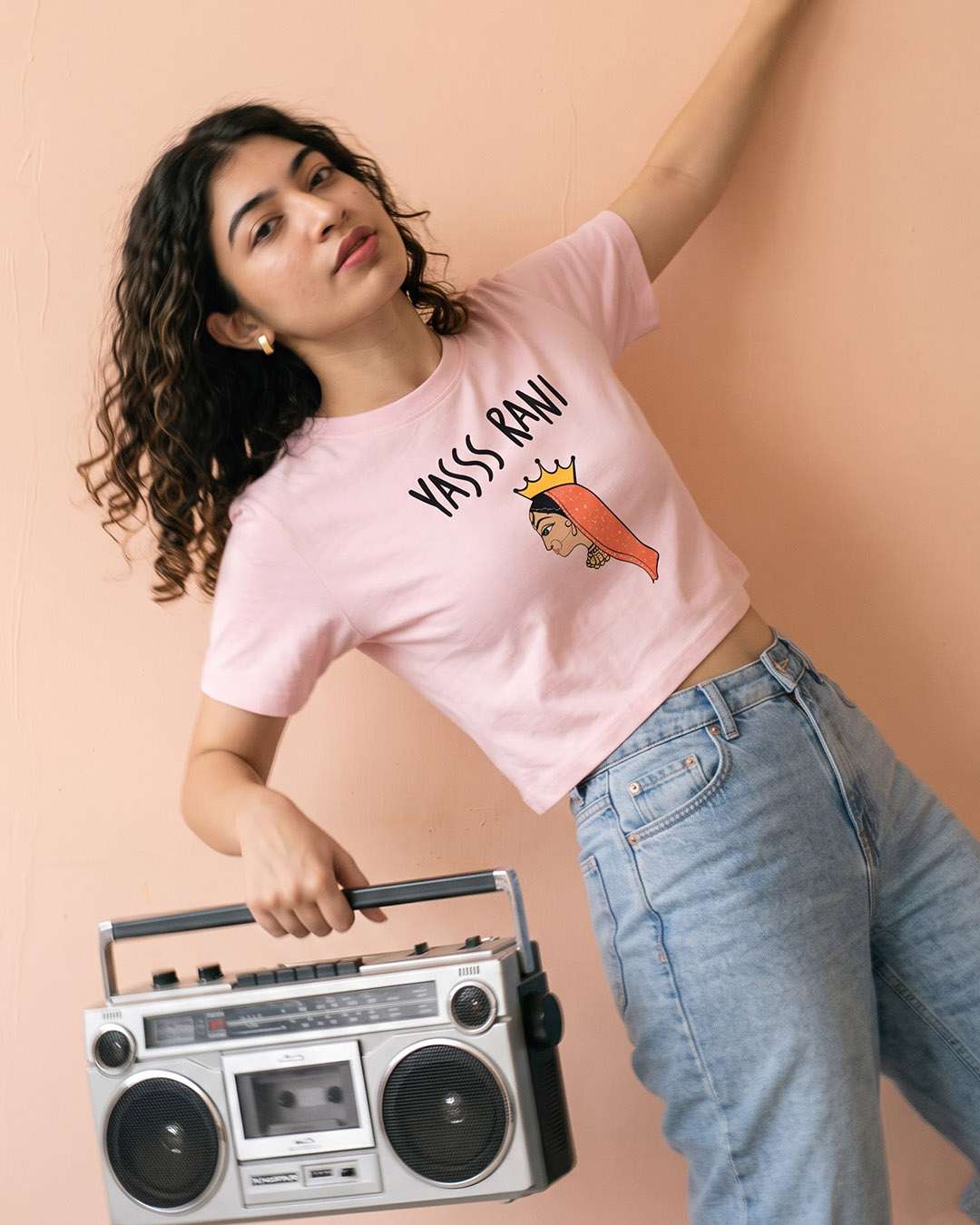 Yass Rani- Pink Graphic Crop Top