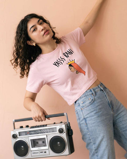 Yass Rani- Pink Graphic Crop Top