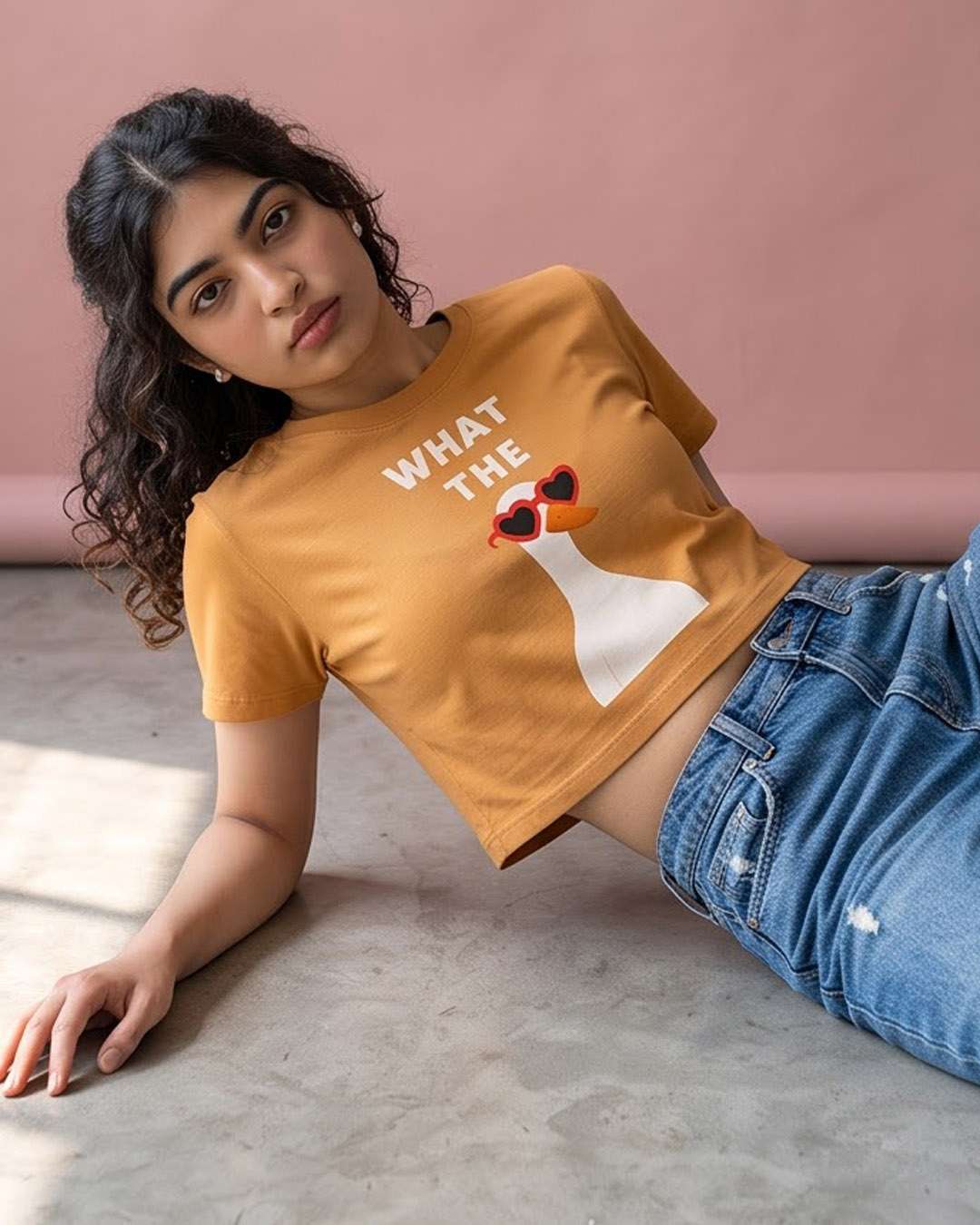 What The- Yellow Graphic Crop Top
