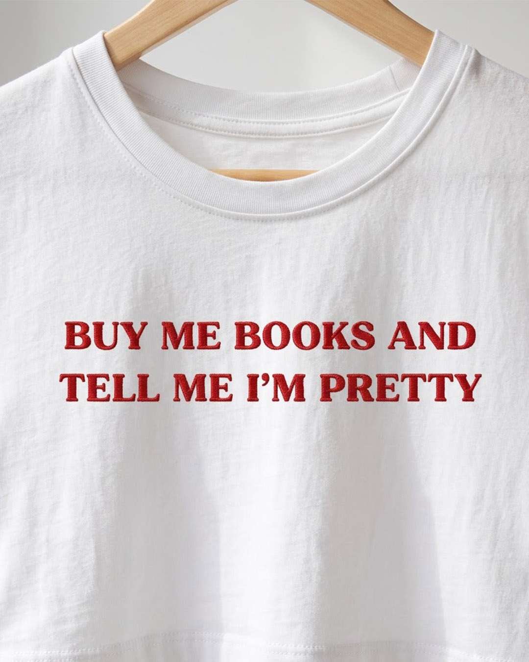 Buy Me Books- White Graphic Crop Top