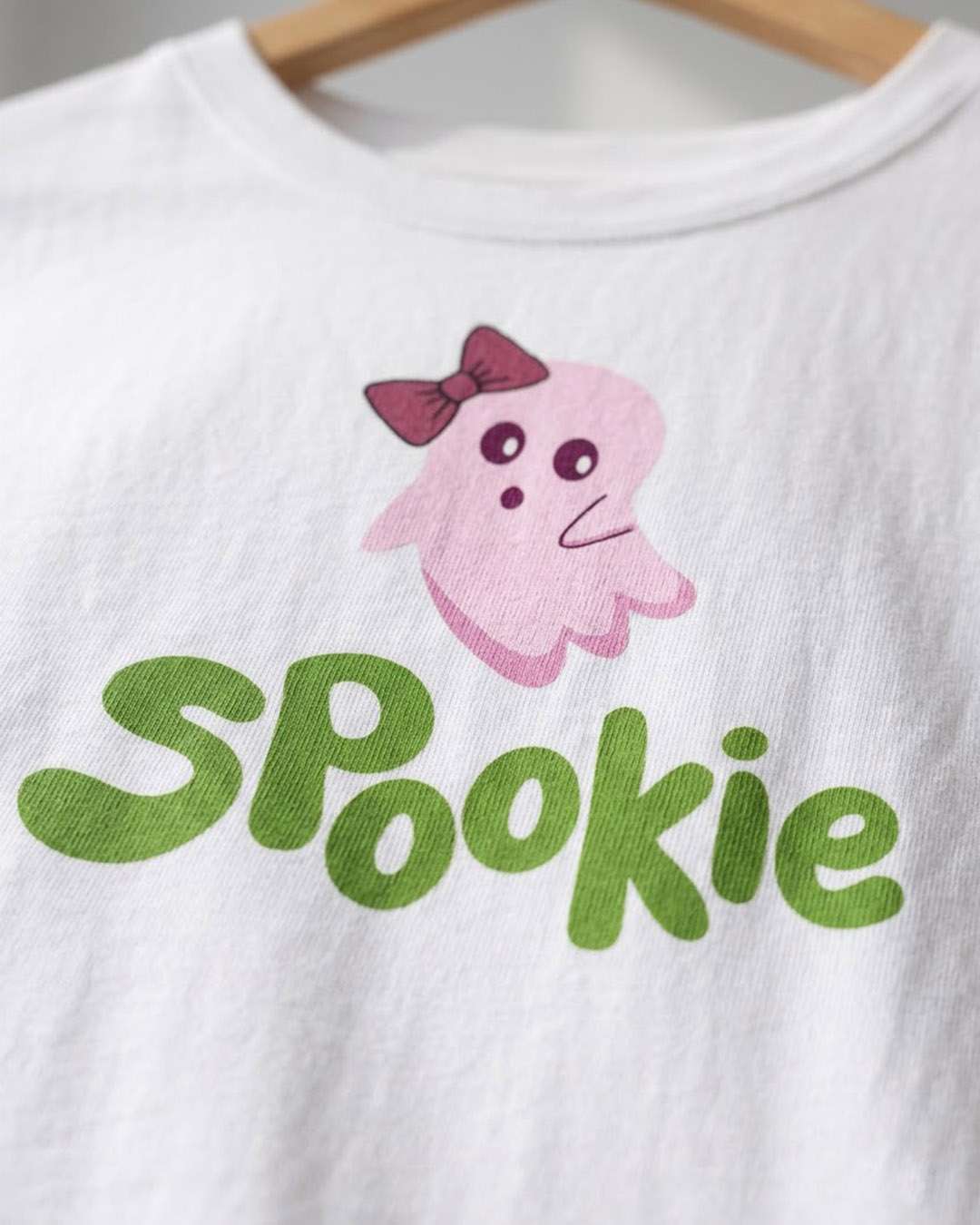Spookie- White Graphic Crop Top