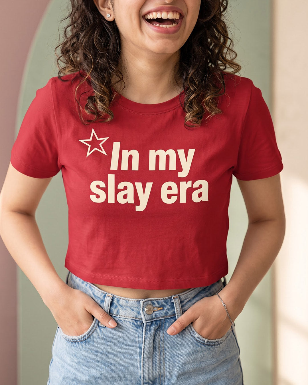 Slay Era- Red Graphic Crop Top