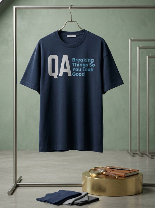 QA- Navy Blue Round Neck Coding T-shirt
