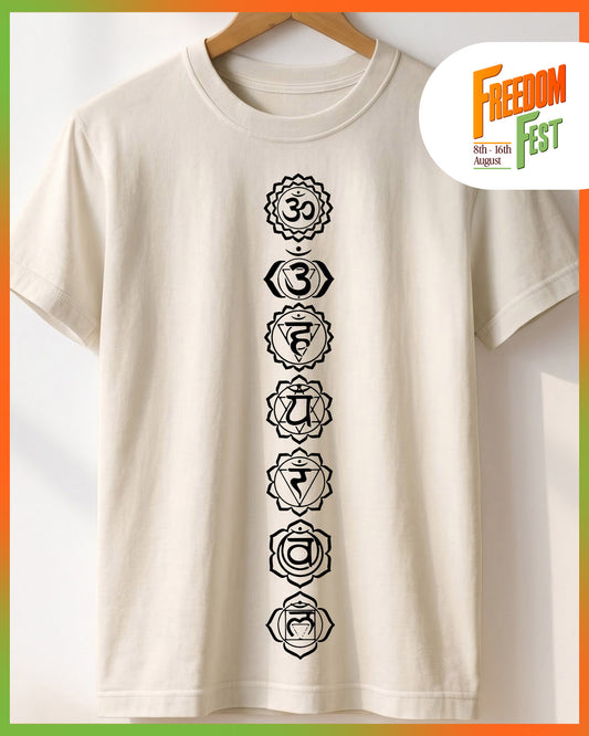 Seven Chakras - White Yoga Round Neck T-shirt