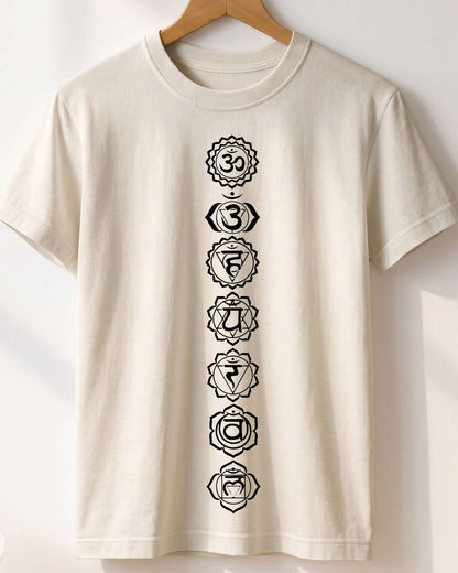 Seven Chakras - White Yoga Round Neck T-shirt
