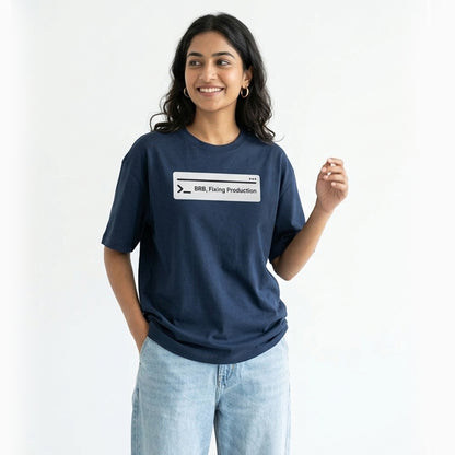 Fixing Production- Navy Blue Round Neck Coding T-shirt