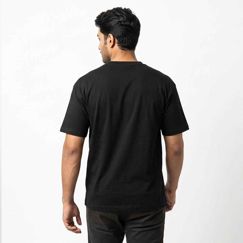 Committed- Black Round Neck Coding T-shirt
